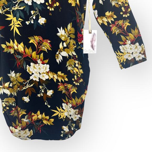 Jessica Simpson NWT Floral Maternity Top Size M long Sleeve Navy Blue Floral - Picture 4 of 9